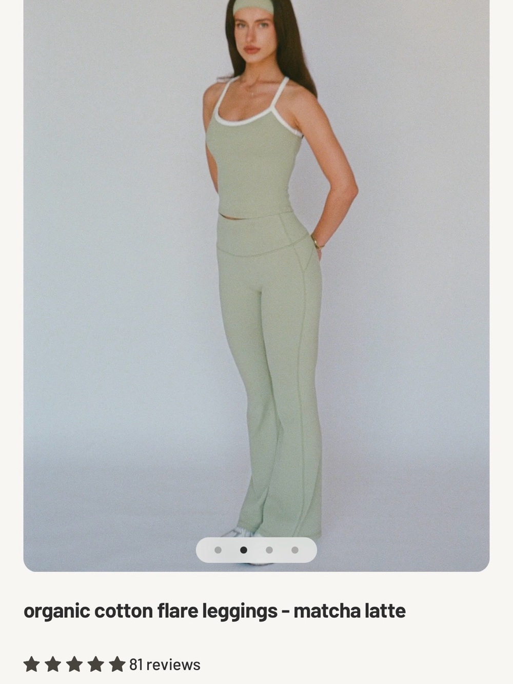 Layere Organic Cotton Flare Leggings - Matcha Latte size M